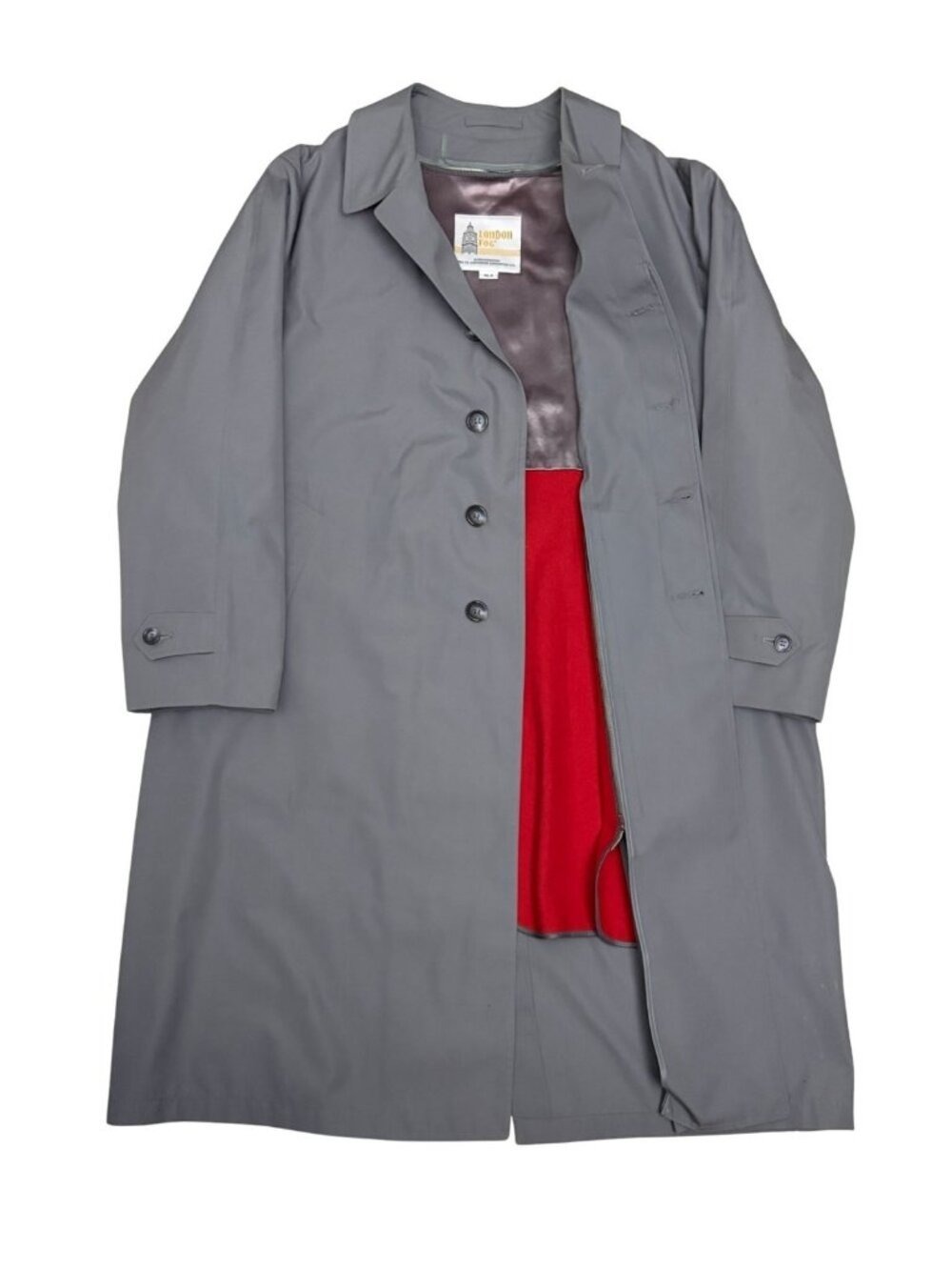 LONDON FOG Vintage Trench Coat Lined Business Casual Retro Long Jacket Mens 3XL